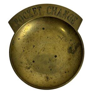 Vintage Brass Pocket Change Dish Catchall or Valet Tray For Keys + Coins MCM